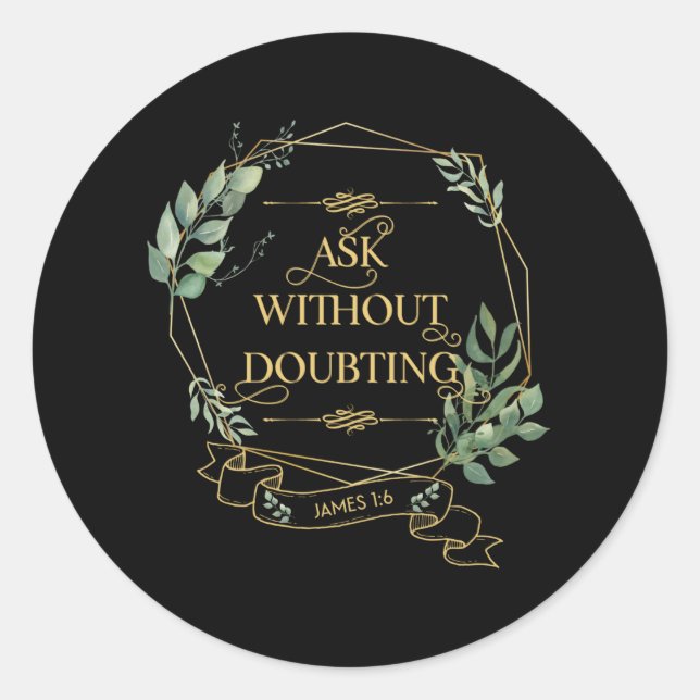 Christian Bible Verse Eucalyptus Leaves Classic Round Sticker (Front)