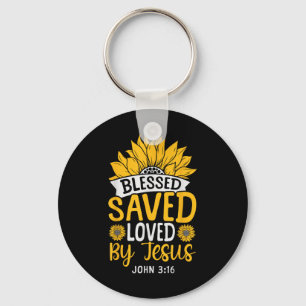 Christian Bible Verse Faith God Flower John 3_16 B Key Ring