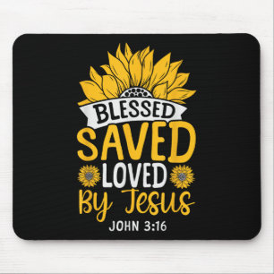 Christian Bible Verse Faith God Flower John 3_16 B Mouse Pad
