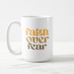 Christian Bible Verse Faith Over Fear on Black Coffee Mug