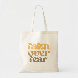 Christian Bible Verse Faith Over Fear on Black Tote Bag