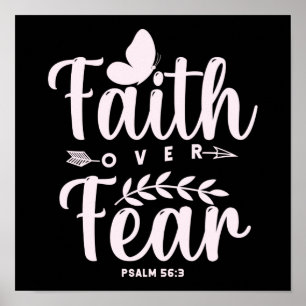 Christian Bible Verse Faith Over Fear Poster