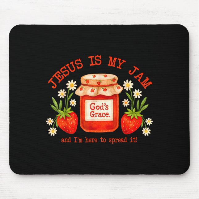 Christian Bible Verse Faith Strawberry Jesus Is My Mouse Pad (Front)