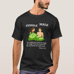 Christian Bible Verse Genesis 1 27 God Created Mal T-Shirt