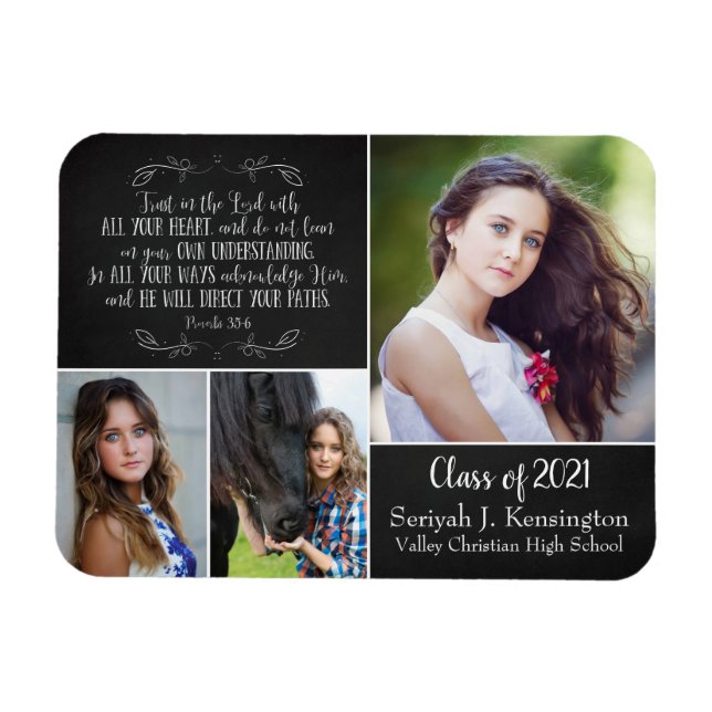 Christian Bible Verse Graduation Photo Collage Magnet (Horizontal)