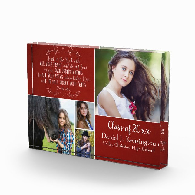 Christian Bible Verse Graduation Photo Collage Red (Right)