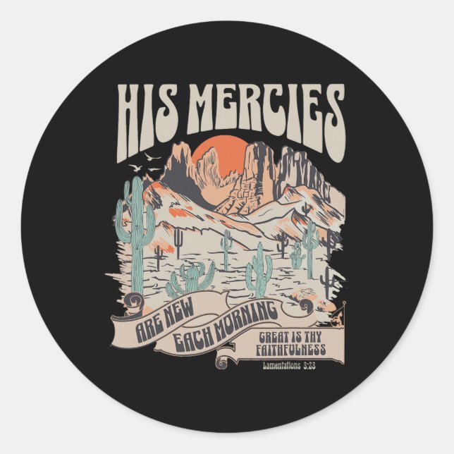 Christian Bible Verse His Mercies Are New Each Mor Classic Round Sticker (Front)