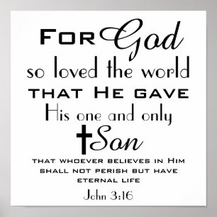 Christian Bible Verse John 3:16 Poster