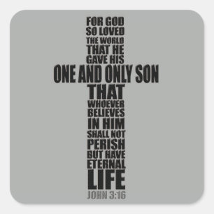 Christian Bible Verse John 3:16 Square Sticker