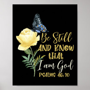 Christian Bible Verse Joshua 1:9 Flower Butterfly Poster