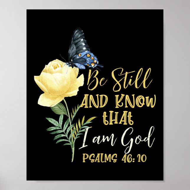 Christian Bible Verse Joshua 1:9 Flower Butterfly Poster (Front)