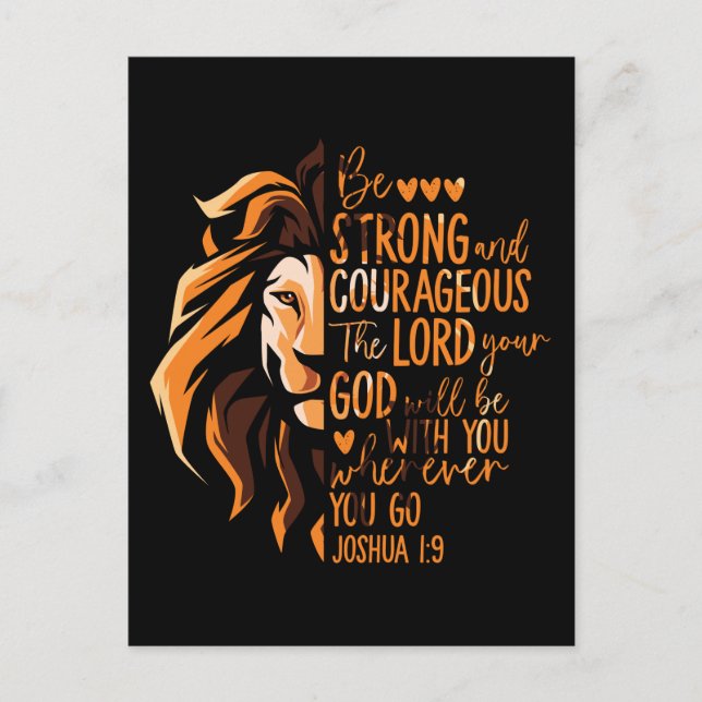 Christian Bible Verse Joshua 1:9 Lion Holiday Postcard (Front)