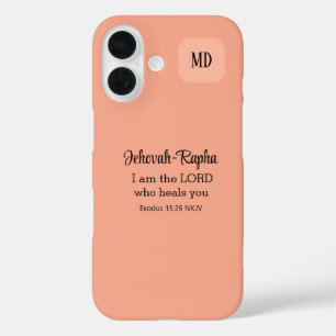 Christian Bible Verse Light Peach Monogram iPhone 16 Case