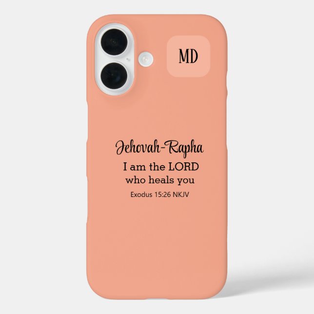 Christian Bible Verse Light Peach Monogram Case-Mate iPhone Case (Back)