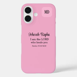 Christian Bible Verse Light Pink Monogram iPhone 16 Case