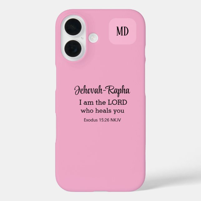 Christian Bible Verse Light Pink Monogram Case-Mate iPhone Case (Back)