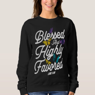 Christian Bible Verse Luke 128 Flower Butterfly Sweatshirt