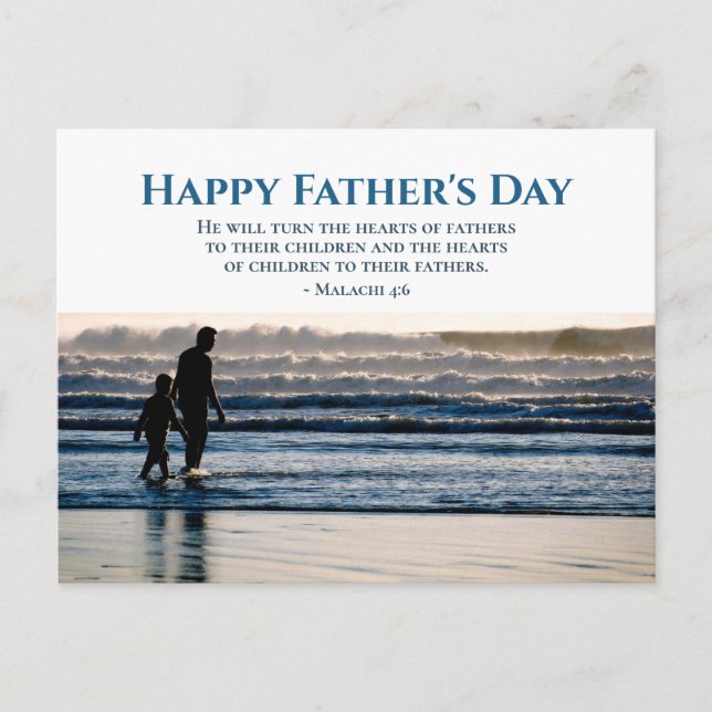 Christian Bible Verse Malachi 4:6 Father's Day Postcard (Front)