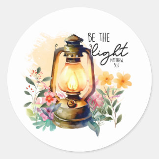 Christian Bible Verse Matthew 5:14 Be Light Classic Round Sticker