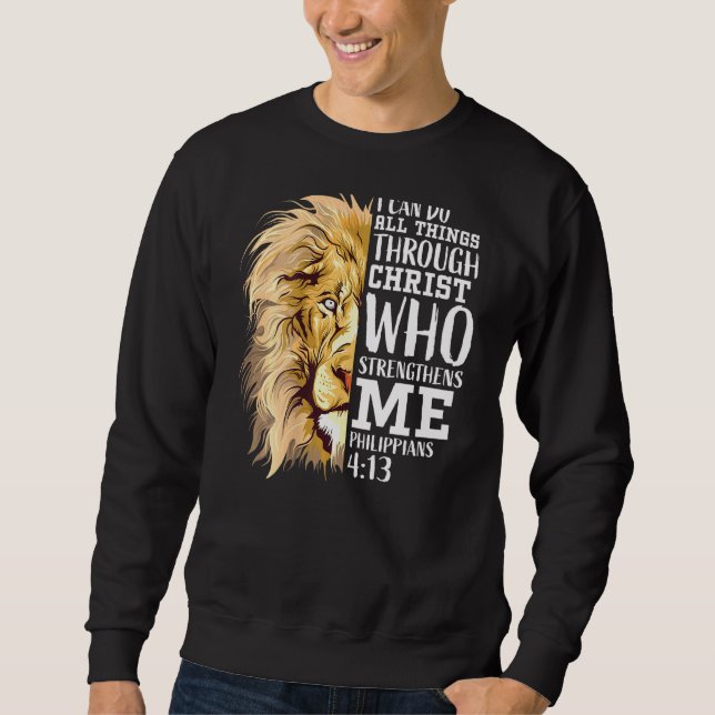 Christian Bible Verse Men Dad Lion Of Judah Back P Sweatshirt (Front)