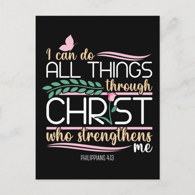Christian Bible Verse Philippians 4:13 Holiday Postcard (Front)