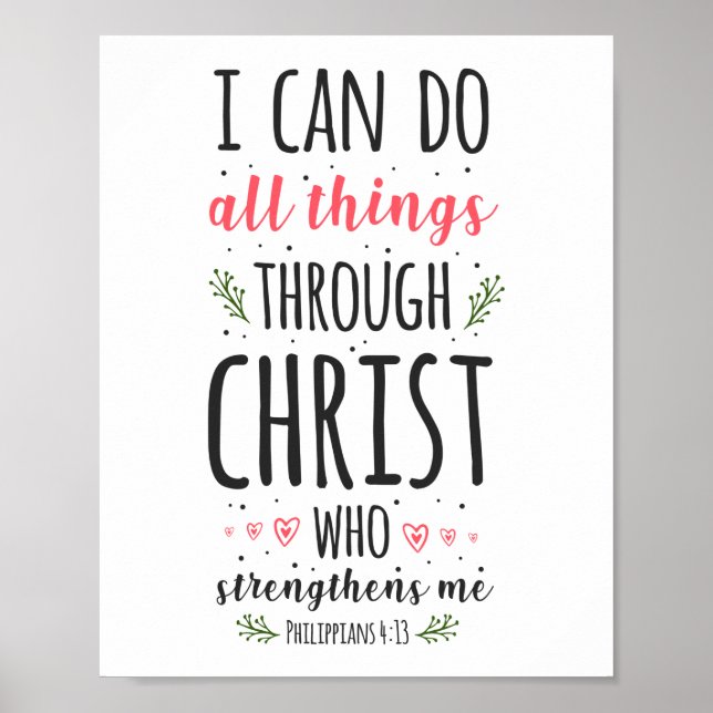 Christian Bible Verse Philippians 4:13 Poster (Front)