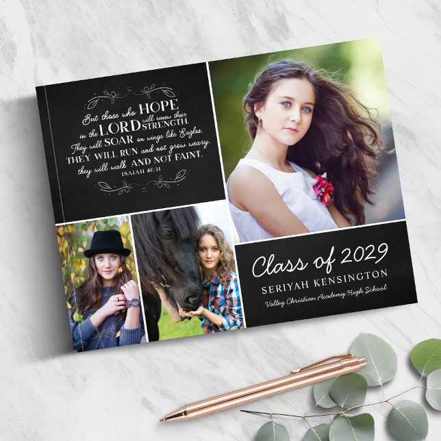 Christian Bible Verse Photo Collage Graduation Guest Book (Christian Bible Verse Photo Collage Graduation Guest Book)