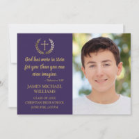 Christian Bible Verse Photo Purple Boy Graduation