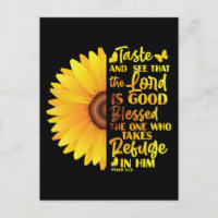 Christian Bible Verse Psalm 34:8 Sunflower Flower