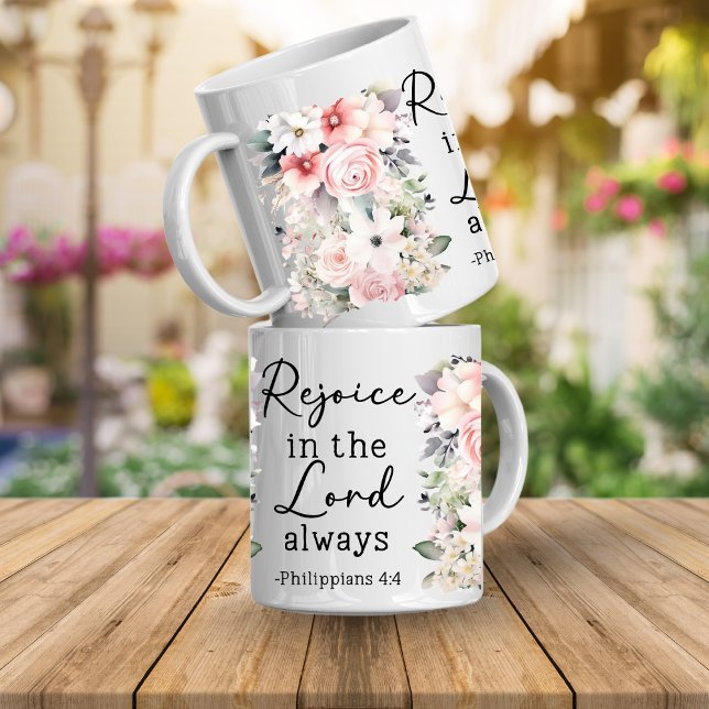 Christian Bible Verse Psalms Floral Coffee Mug (Christian Bible Verse Coffee Mugs)