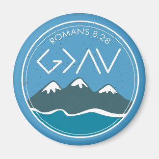 Christian Bible Verse Romans 8:28 God Is Greater Magnet