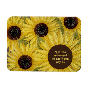 Christian Bible Verse Rustic Yellow Sunflowers Magnet