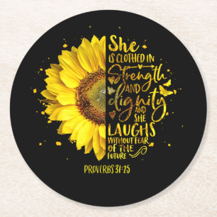 Christian Bible Verse Scripture Religious Round Paper Coaster