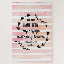Christian Bible Verse Strong Tower Psalms Quote