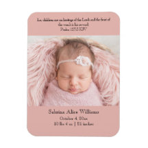 Christian Birth Announcement Card - Pink & black