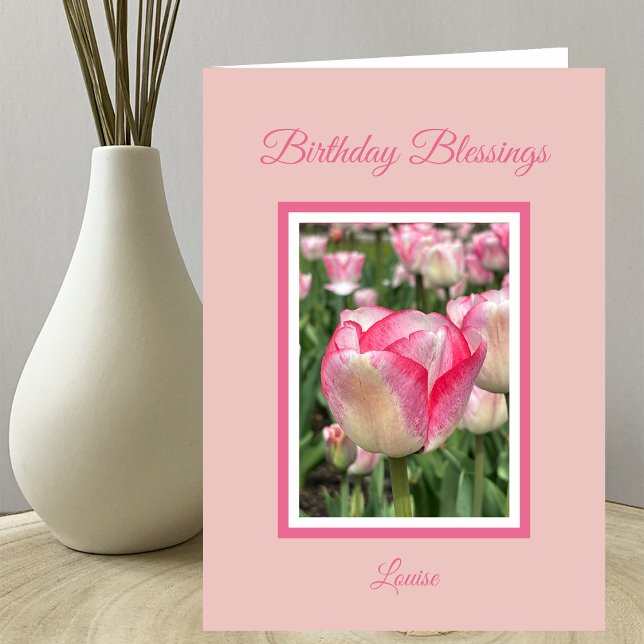 Christian Birthday Pink Tulips Card (Creator Uploaded)