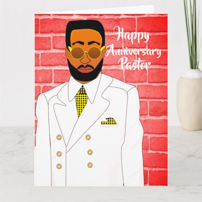 Christian Black Male Pastor's Anniversary Card (Front)