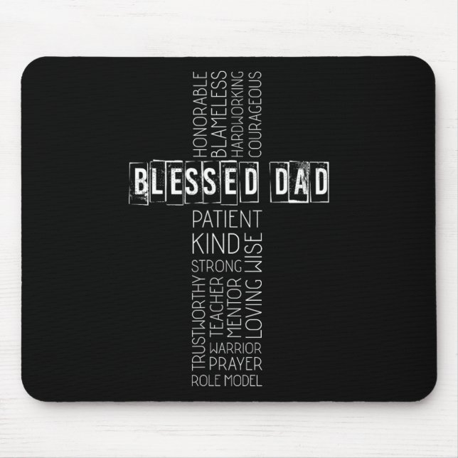 Christian Blessed Dad Cross Fathers Day  Mouse Pad (Front)