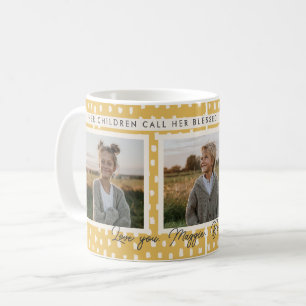 Christian Blessed Mum Photo Keepsake Verse Yellow Coffee Mug