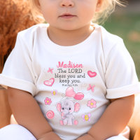Christian Blessing Scripture Cute Pink Elephant