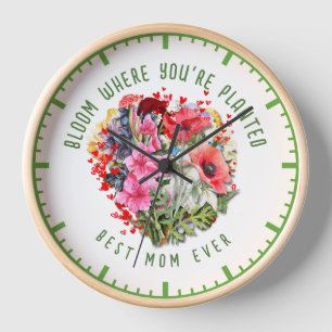 Christian BLOOM WHERE YOU'RE PLANTED Floral Plant Clock