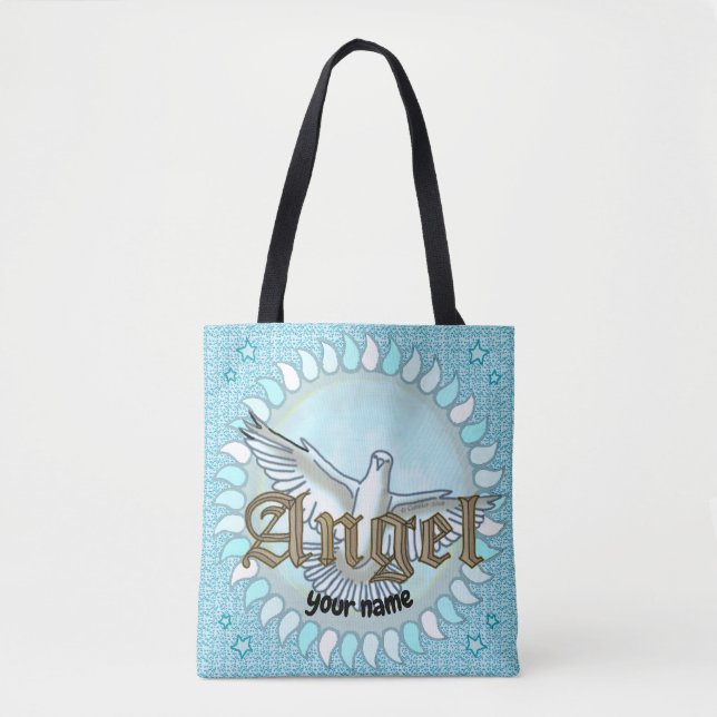 Christian Blue Angel Dove Tote Bag (Front)