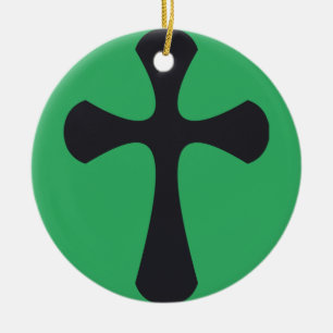 Christian blue cross ceramic ornament