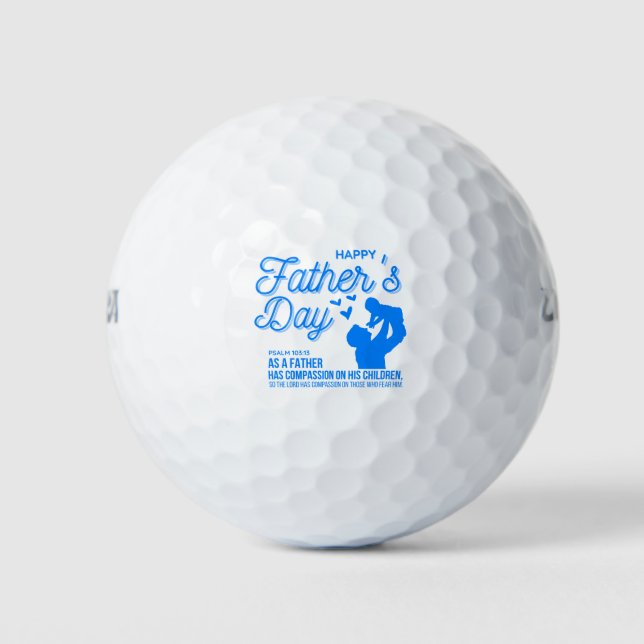 Christian Blue Father's Day Psalm 103:13 Scripture Golf Balls (Front)