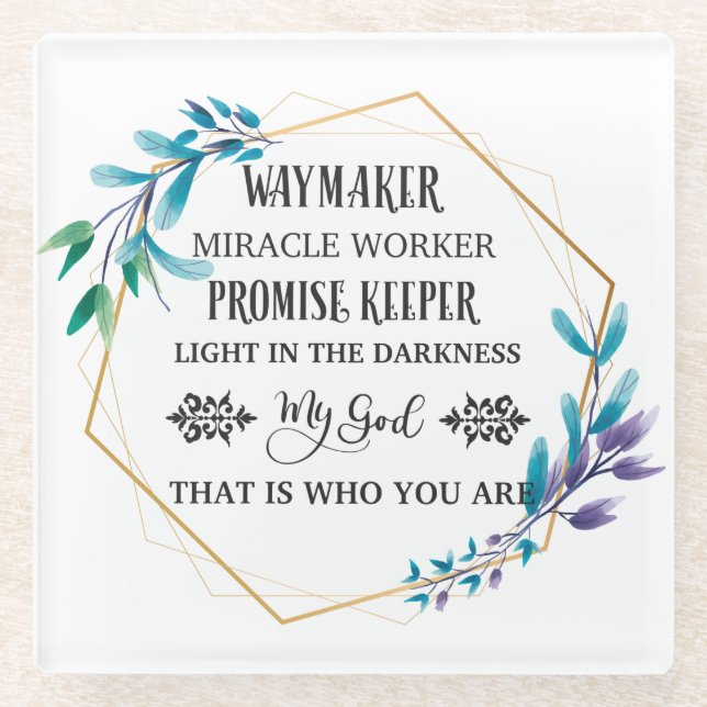 Christian Blue Floral Wreath   Glass Coaster (Front)