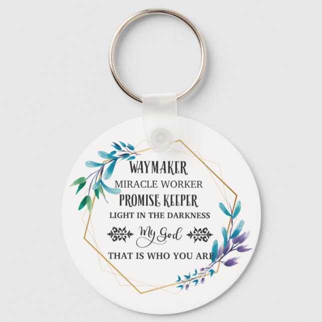 Christian Blue Floral Wreath   Key Ring (Front)
