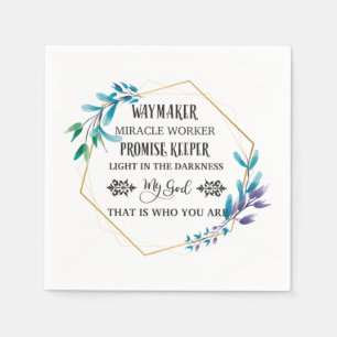 Christian Blue Floral Wreath Napkin