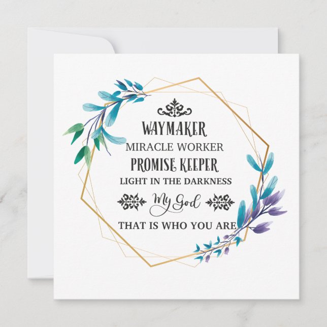 Christian Blue Floral Wreath Thank You Card (Front)