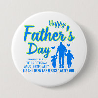 Christian Blue Happy Father's Day Proverbs 20:7