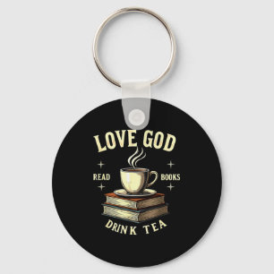Christian Bookworm Love God Read Books Drink Tea  Key Ring
